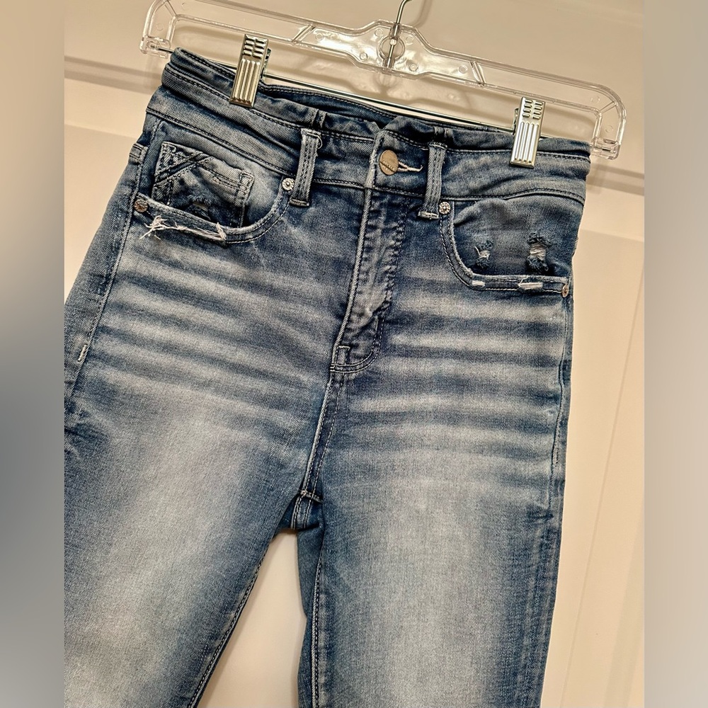 Buckle Black Skinny Jeans Size 25 Cropped Ankle Length-Distressed Raw Hem - Picture 4 of 7